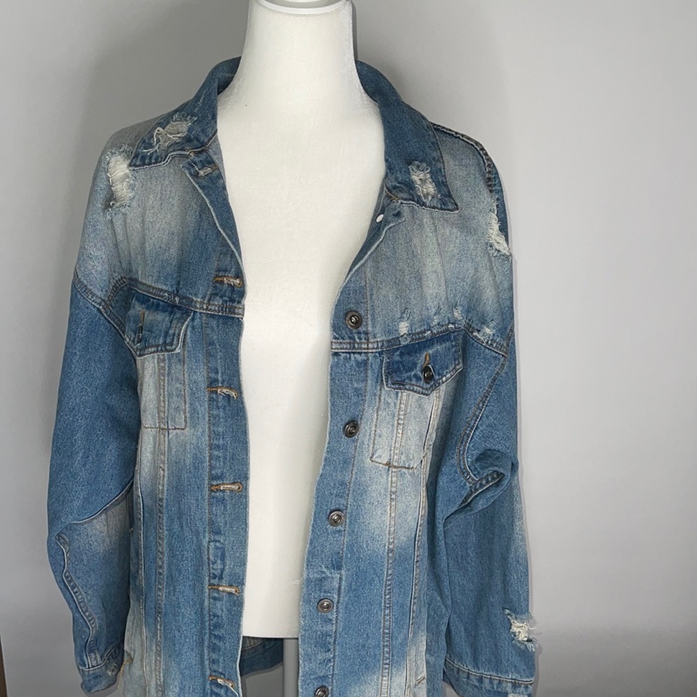 Fashion Nova Long distressed jean jacket